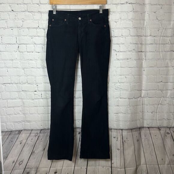 7 for all Mankind Womens Black Corduroy Pants size 26 cut # 717017 - Picture 1 of 10